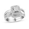 Thumbnail Image 0 of 0.56 CT. T.W. Princess-Cut Quad Diamond Frame Twist Shank Bridal Set in 10K White Gold