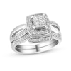 0.56 CT. T.W. Princess-Cut Quad Diamond Frame Twist Shank Bridal Set in 10K White Gold