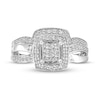 0.56 CT. T.W. Princess-Cut Quad Diamond Frame Twist Shank Bridal Set in 10K White Gold