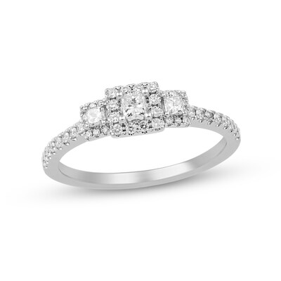 0.40 CT. T.W. Princess-Cut Diamond Three Stone Engagement Ring in 10K Two-Tone Gold