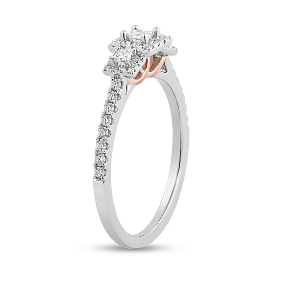 0.40 CT. T.W. Princess-Cut Diamond Three Stone Engagement Ring in 10K Two-Tone Gold