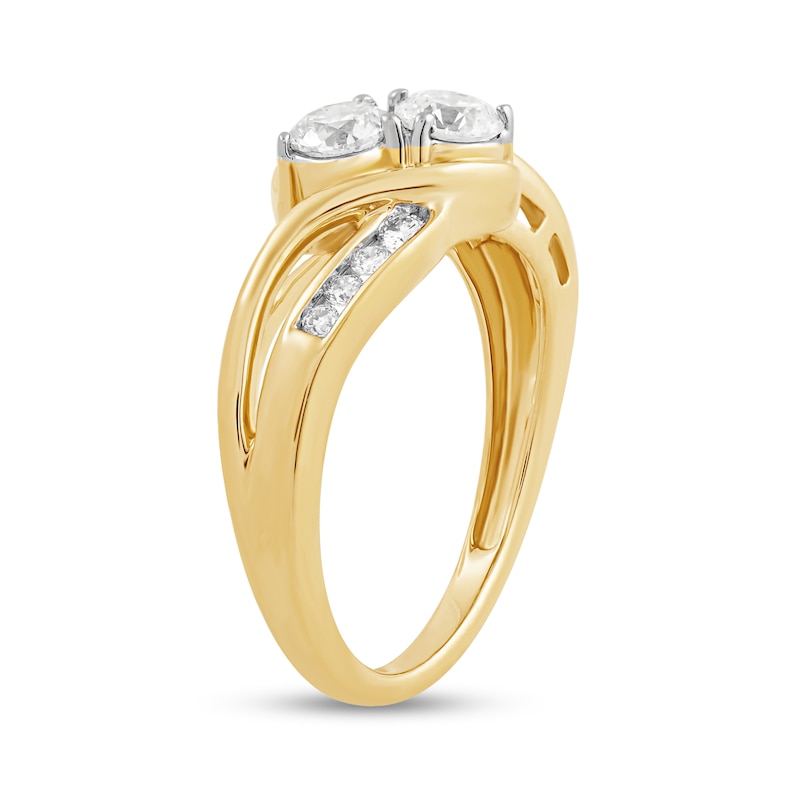 0.75 CT. T.W. Diamond Two Stone Bypass Shank Engagement Ring in 10K Gold