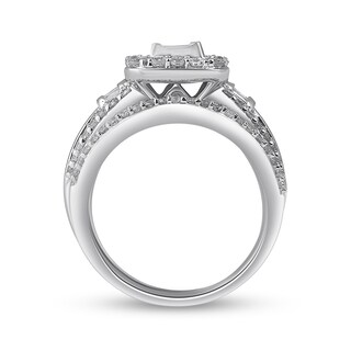 1.50 CT. T.W. Quad Princess-Cut Diamond Three Piece Bridal Set in 10K White Gold