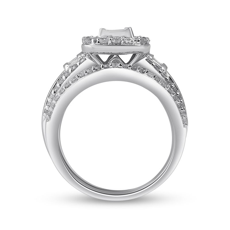 1.50 CT. T.W. Quad Princess-Cut Diamond Three Piece Bridal Set in 10K White Gold