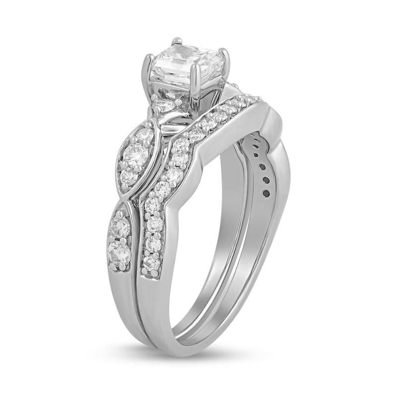 1.25 CT. T.W. Princess-Cut Diamond Twist Shank Bridal Set in 14K White Gold