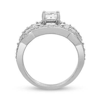 1.25 CT. T.W. Princess-Cut Diamond Twist Shank Bridal Set in 14K White Gold