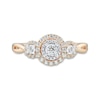 Thumbnail Image 1 of 0.29 CT. T.W. Diamond Double Frame Three Stone Ring in 10K Two-Tone Gold