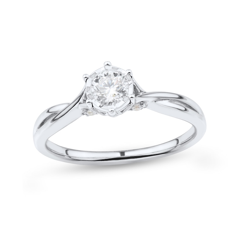 0.45 CT. T.W. Diamond Twist Shank Engagement Ring in 10K White Gold|Peoples Jewellers