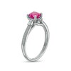 Thumbnail Image 3 of 6.0mm Ruby and 0.10 CT. T.W. Baguette and Round Diamond Ring in 14K White Gold