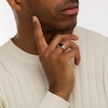 Thumbnail Image 2 of Men's Elongated Octagonal Blue Lab-Created Sapphire Bevelled Edge Signet Ring in 10K Gold