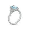Thumbnail Image 2 of Cushion-Cut Aquamarine and 0.40 CT. T.W. Diamond Frame Collar Engagement Ring in 14K White Gold