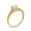 Thumbnail Image 3 of 7.0mm Heart-Shaped Lab-Created Opal and 0.085 CT. T.W. Diamond Split Shank Ring in 10K Gold