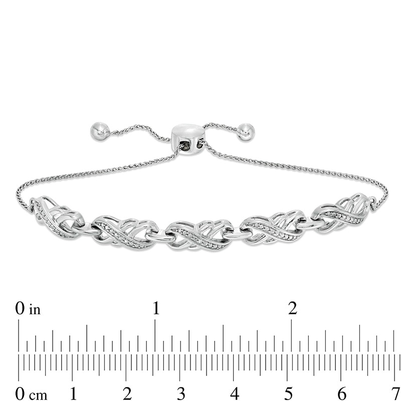 Diamond Accent Double Infinity Bolo Bracelet in Sterling Silver - 9.5"