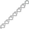 Thumbnail Image 1 of 0.25 CT. T.W. Diamond Hearts Line Bracelet in Sterling Silver - 7.5"