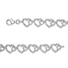 Thumbnail Image 2 of 0.25 CT. T.W. Diamond Hearts Line Bracelet in Sterling Silver - 7.5"
