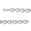 Thumbnail Image 2 of 0.25 CT. T.W. Diamond Hearts Line Bracelet in Sterling Silver - 7.5"