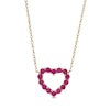 Lab-Created Ruby Heart Outline Necklace in 10K Gold