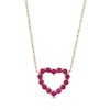 Thumbnail Image 0 of Lab-Created Ruby Heart Outline Necklace in 10K Gold