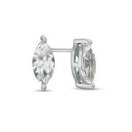 Marquise White Lab-Created Sapphire Solitaire Stud Earrings in Sterling Silver