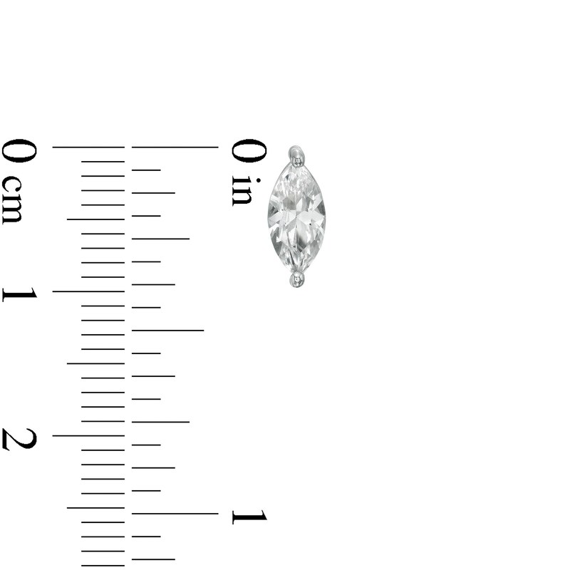 Main Image 3 of Marquise White Lab-Created Sapphire Solitaire Stud Earrings in Sterling Silver