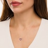 Thumbnail Image 2 of Blue Lab-Created Sapphire Heart Outline Necklace in 10K Gold