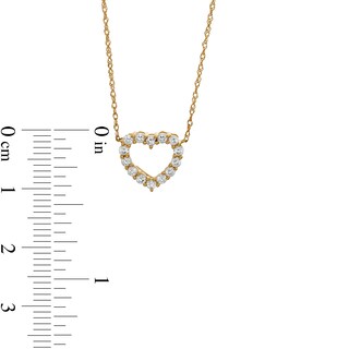 White Lab-Created Sapphire Mini Heart Outline Necklace in 10K Gold