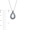 Thumbnail Image 3 of Blue Sapphire and 0.20 CT. T.W. Diamond Border Graduated Triple Row Loop Teardrop Pendant in 14K White Gold