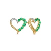 Thumbnail Image 0 of Emerald and 0.04 CT. T.W. Diamond Ribbon Loop Heart Outline Stud Earrings in 10K Gold