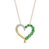 Thumbnail Image 0 of Emerald and Diamond Accent Ribbon Loop Heart Outline Pendant in 10K Gold