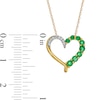 Thumbnail Image 2 of Emerald and Diamond Accent Ribbon Loop Heart Outline Pendant in 10K Gold
