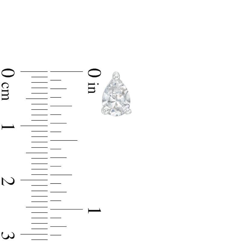 Main Image 3 of Pear-Shaped White Lab-Created Sapphire Solitaire Stud Earrings in Sterling Silver