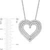 Thumbnail Image 2 of 1.00 CT. T.W. Diamond Triple Row Heart Pendant in Sterling Silver