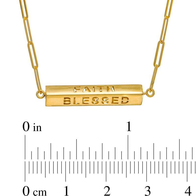 Cut-Out Message Rotating Three-Dimensional Bar Necklace in 10K Gold