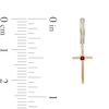 Thumbnail Image 3 of Men's 3.0mm Ruby and 0.086 CT. T.W. Diamond Cross Dangle Drop Earrings in 10K Gold