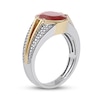 Thumbnail Image 1 of Men's Oval Red Agate Multi-Finish Split Shank Ring in Sterling Silver and 10K Gold