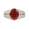 Thumbnail Image 2 of Men's Oval Red Agate Multi-Finish Split Shank Ring in Sterling Silver and 10K Gold