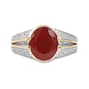 Thumbnail Image 3 of Men's Oval Red Agate Multi-Finish Split Shank Ring in Sterling Silver and 10K Gold