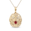 Thumbnail Image 1 of Men's 4.0mm Ruby and Diamond Accent Lion Head Pendant in 10K Gold - 22"