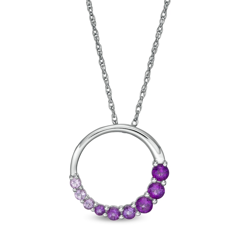 Journey Amethyst Ombre Open Circle Pendant in 10K White Gold|Peoples Jewellers