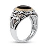Thumbnail Image 2 of Men's Oval Black Onyx and Filigree Dome Shank Ring in Sterling Silver and 10K Gold