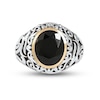 Thumbnail Image 2 of Men's Oval Black Onyx and Filigree Dome Shank Ring in Sterling Silver and 10K Gold