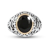 Thumbnail Image 3 of Men's Oval Black Onyx and Filigree Dome Shank Ring in Sterling Silver and 10K Gold