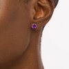 Thumbnail Image 2 of 6.0mm Cushion-Cut Amethyst Solitaire Rope-Textured Frame Stud Earrings in Sterling Silver and 10K Gold