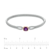 7.0mm Amethyst Solitaire Rope-Textured Frame Double Row Loop Split Bangle in Sterling Silver and 10K Gold