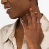 Thumbnail Image 2 of 7.0mm Cushion-Cut Amethyst Solitaire Rope-Textured Frame and Shank Ring in Sterling Silver and 10K Gold