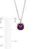7.0mm Cushion-Cut Amethyst Solitaire Rope-Textured Frame Drop Pendant in Sterling Silver and 10K Gold
