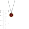7.0mm Garnet Solitaire Rope-Textured Frame Drop Pendant in Sterling Silver and 10K Gold