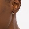 Thumbnail Image 2 of 6.0mm Garnet Solitaire Rope-Textured Frame Stud Earrings in Sterling Silver and 10K Gold