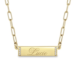 0.04 CT. T.W. Diamond Engravable Bar Necklace (1 Line)