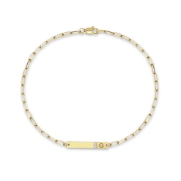 Diamond Accent Engravable Bar Bracelet (1 Initial) - 7.5"